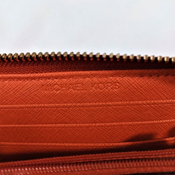 Michael Kors Saffiano Leather Zip-Around Orange Wallet - Picture 5 of 8